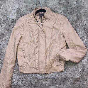 Faux Leather Bomber Jacket